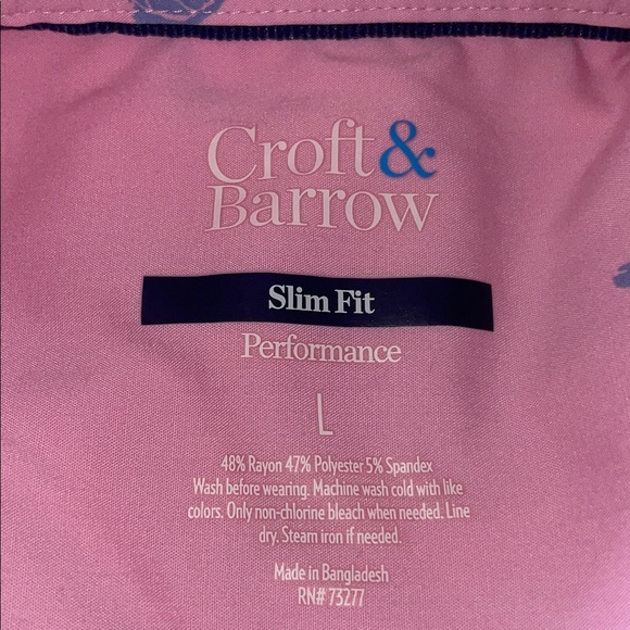 Croft & Barrow Pink Slim Fit Performance Shirt - Picture 2 of 3